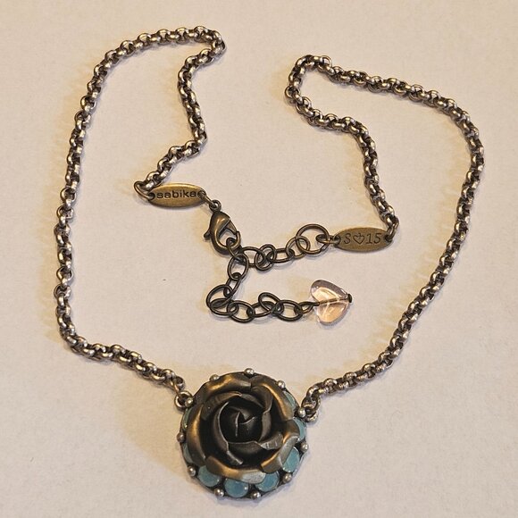 Sabika Genuine Rose Necklace Pacific Opal Swarovski Crystal - Picture 5 of 8